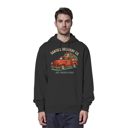 Santa’s Delivery Truck Hoodie | Vintage Red Truck Christmas Hoodie | Fleece Hoodie – Premium Softstyle