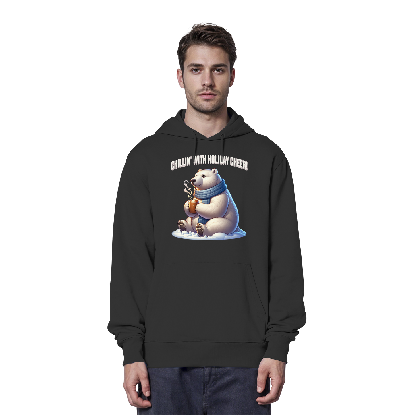 Chillin’ With Holiday Cheer Hoodie | Polar Bear Christmas Hoodie | Fleece Hoodie