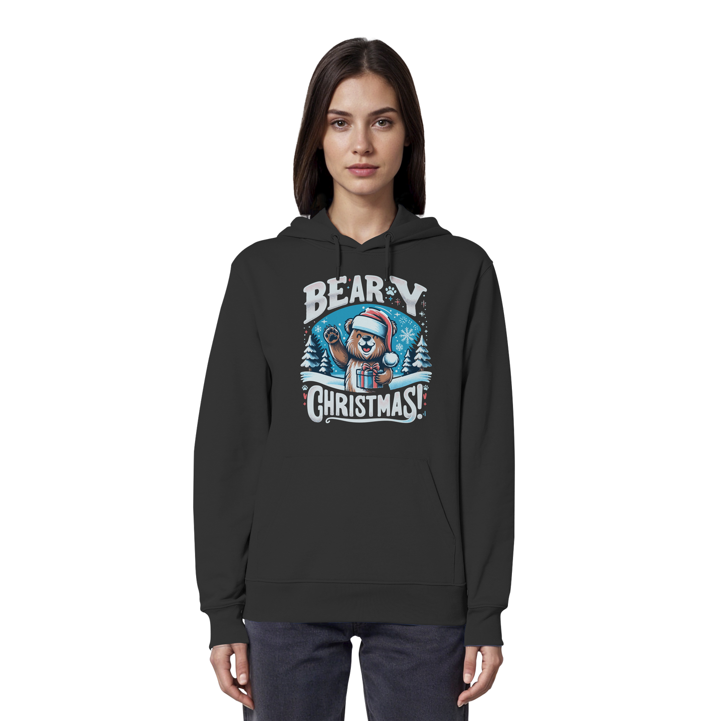 Beary Christmas Hoodie | Funny Bear Christmas Hoodie | Fleece Hoodie – Premium Softstyle Cotton