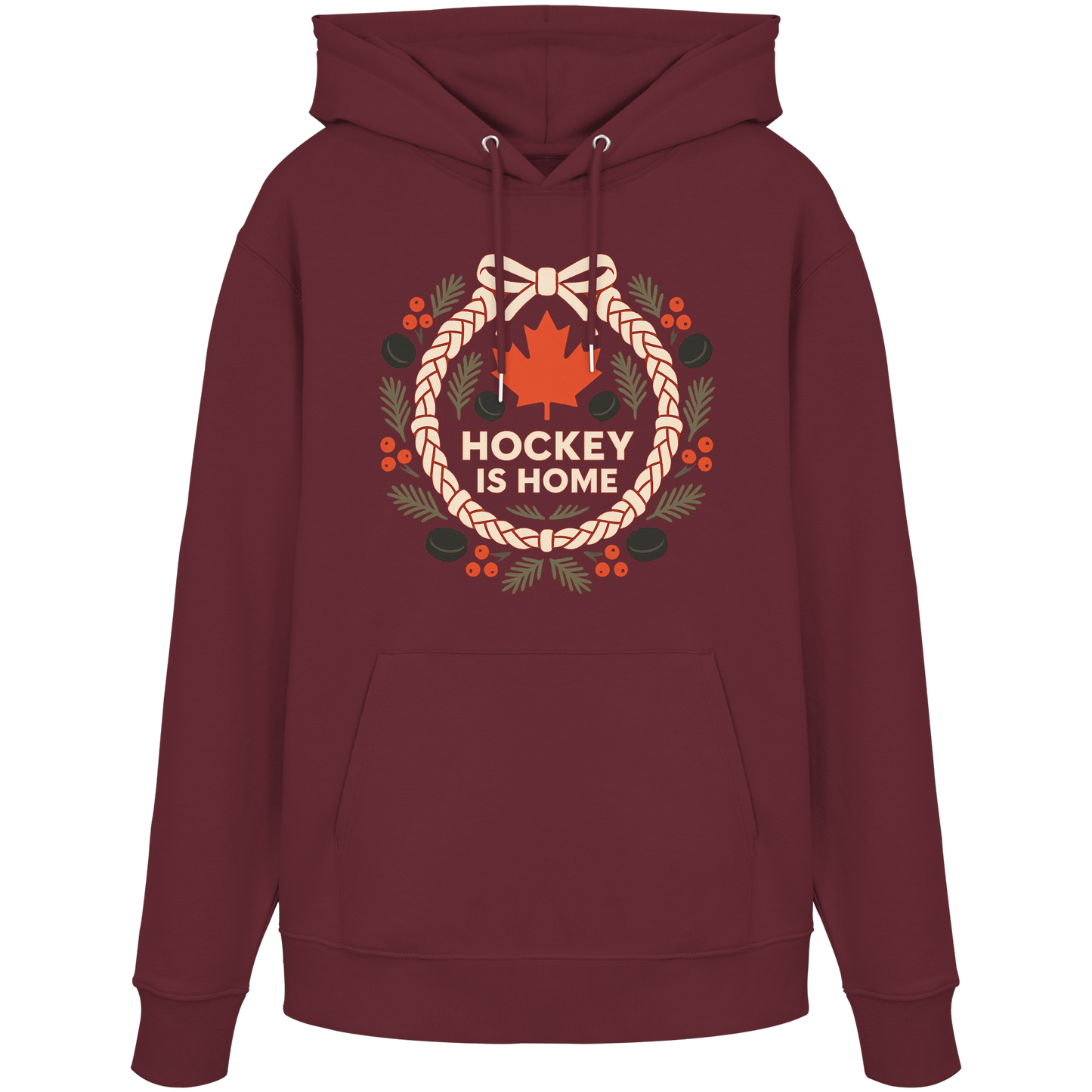 Hockey Lace Wreath Hoodie | Hockey Christmas Hoodie | Premium Fleece