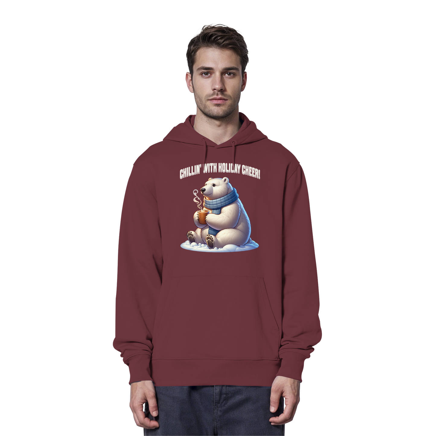 Chillin’ With Holiday Cheer Hoodie | Polar Bear Christmas Hoodie | Fleece Hoodie