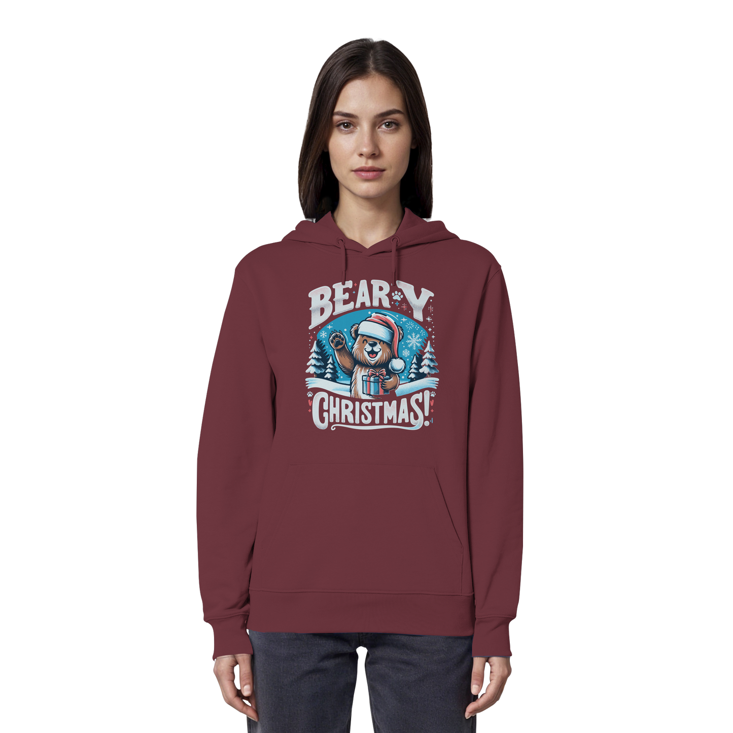 Beary Christmas Hoodie | Funny Bear Christmas Hoodie | Fleece Hoodie – Premium Softstyle Cotton