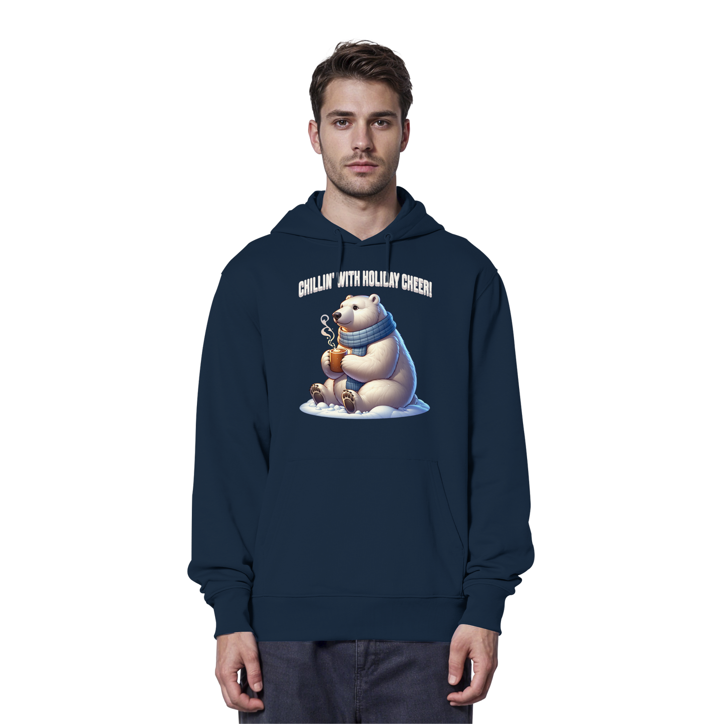 Chillin’ With Holiday Cheer Hoodie | Polar Bear Christmas Hoodie | Fleece Hoodie
