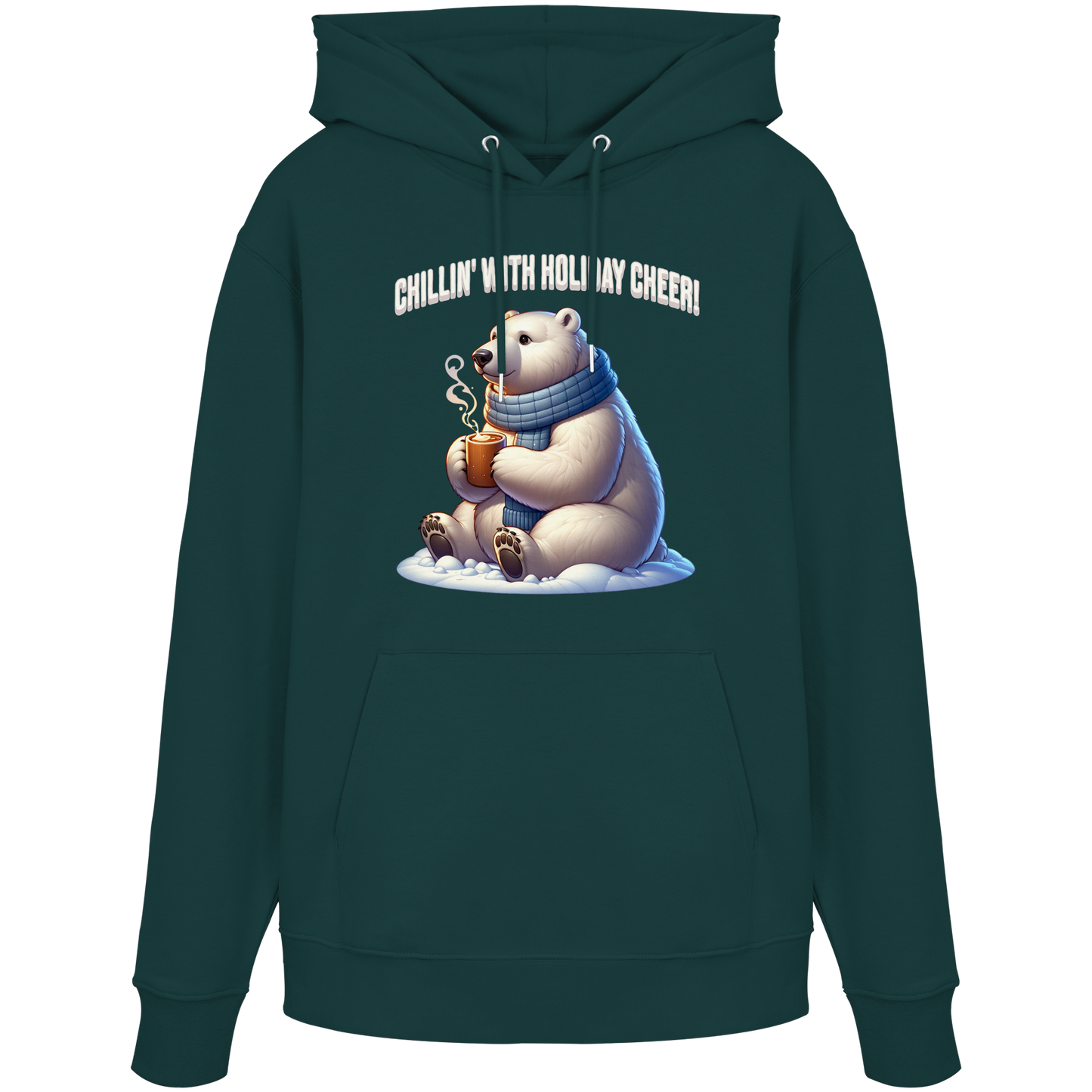 Chillin’ With Holiday Cheer Hoodie | Polar Bear Christmas Hoodie | Fleece Hoodie