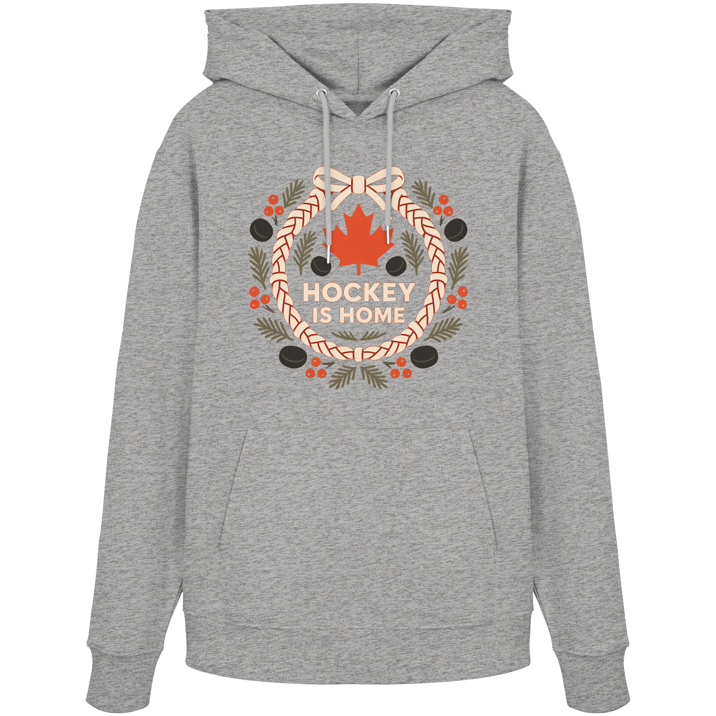 Hockey Lace Wreath Hoodie | Hockey Christmas Hoodie | Premium Fleece