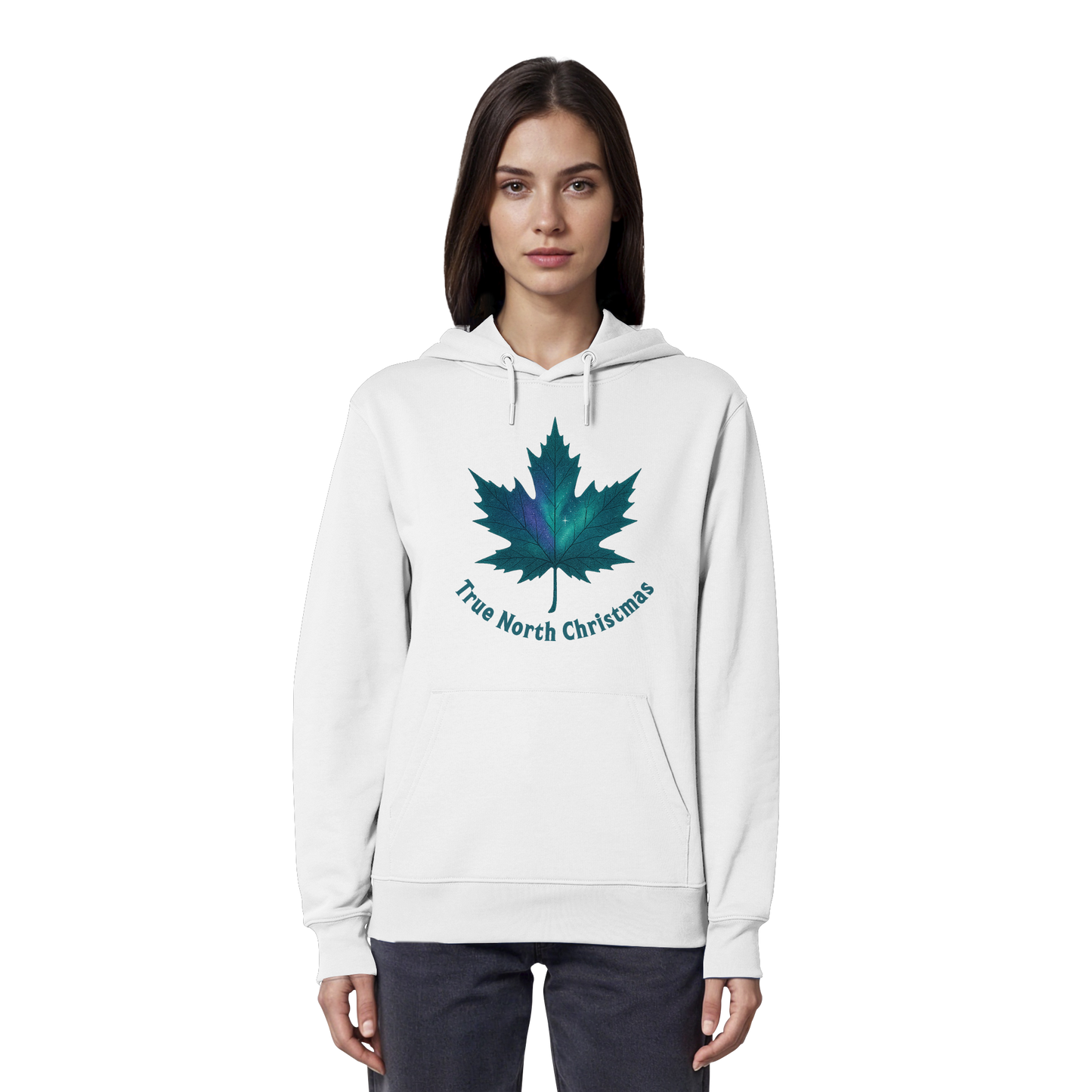 True North Christmas Hoodie | Maple Leaf Holiday Hoodie | Fleece Hoodie – Premium Softstyle Cotton