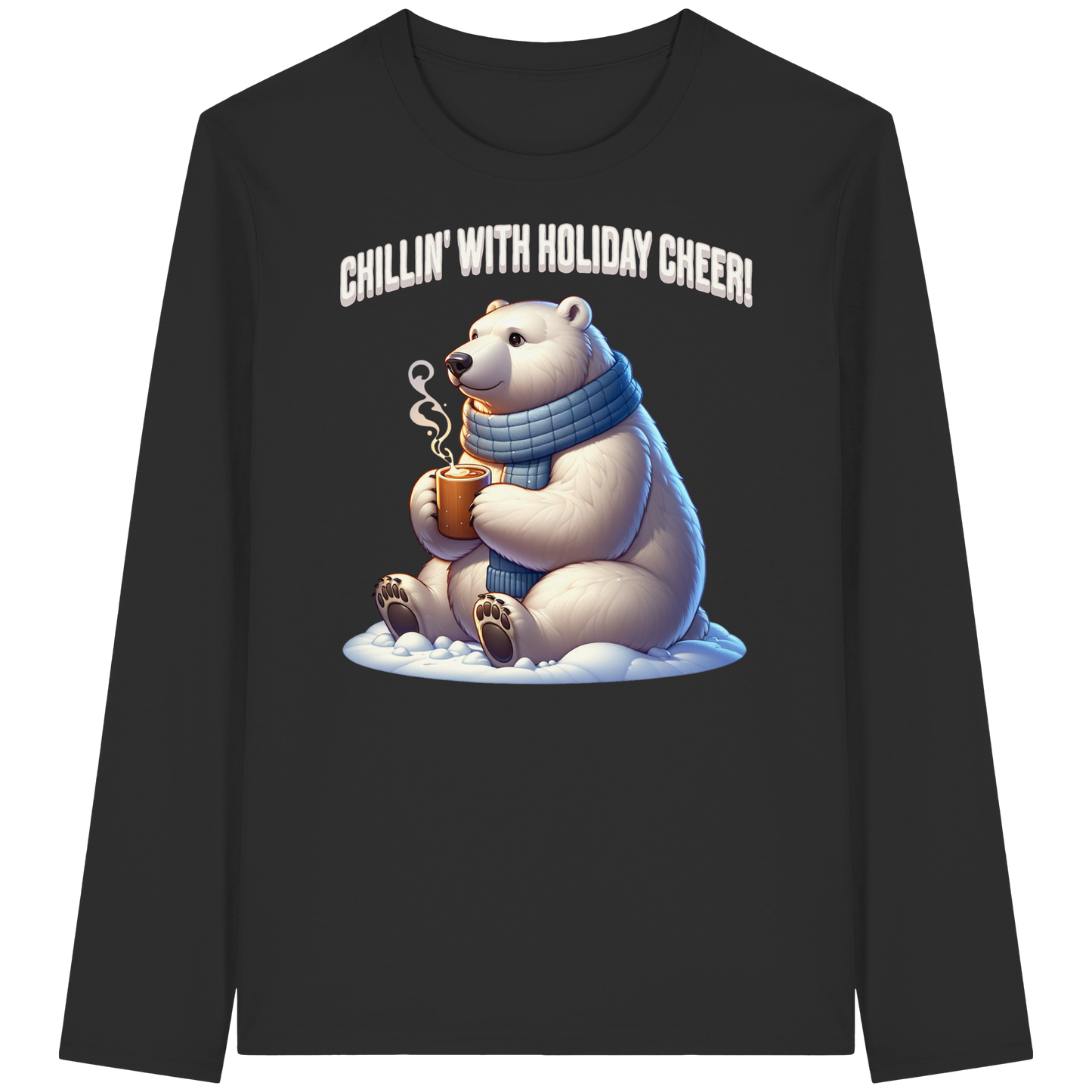 Chillin’ With Holiday Cheer Long Sleeve | Polar Bear Christmas Shirt | Cozy Cotton Top