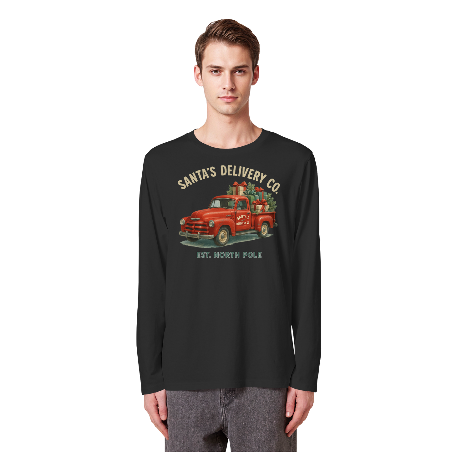 Santa’s Delivery Truck Long Sleeve | Vintage Christmas Shirt | Premium Cotton Top