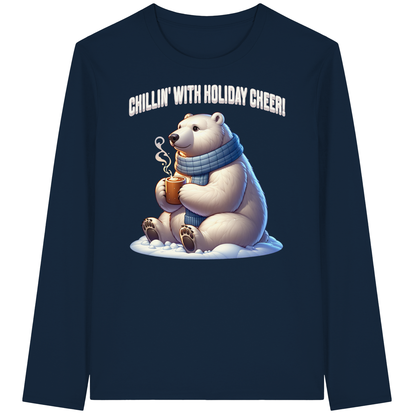 Chillin’ With Holiday Cheer Long Sleeve | Polar Bear Christmas Shirt | Cozy Cotton Top