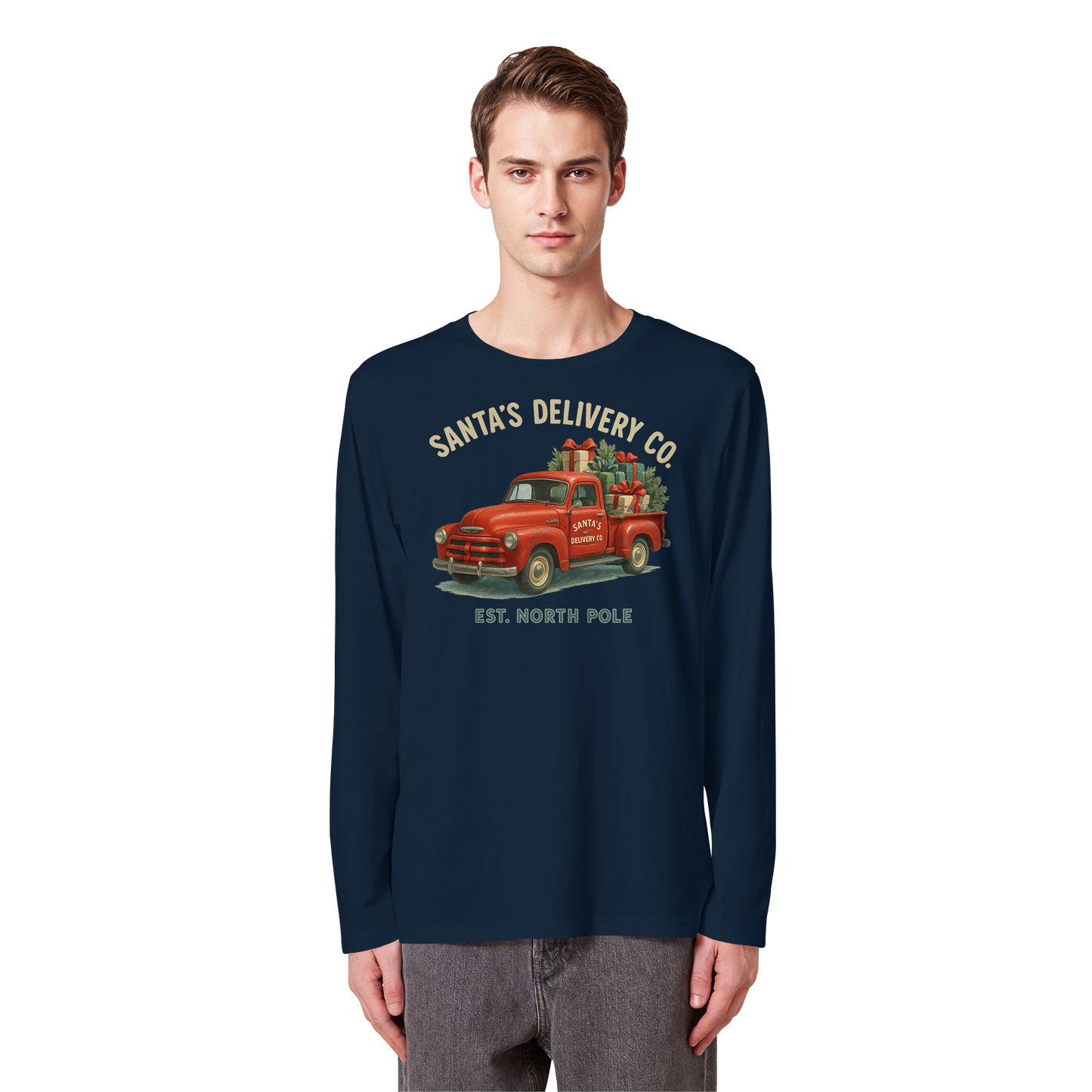 Santa’s Delivery Truck Long Sleeve | Vintage Christmas Shirt | Premium Cotton Top
