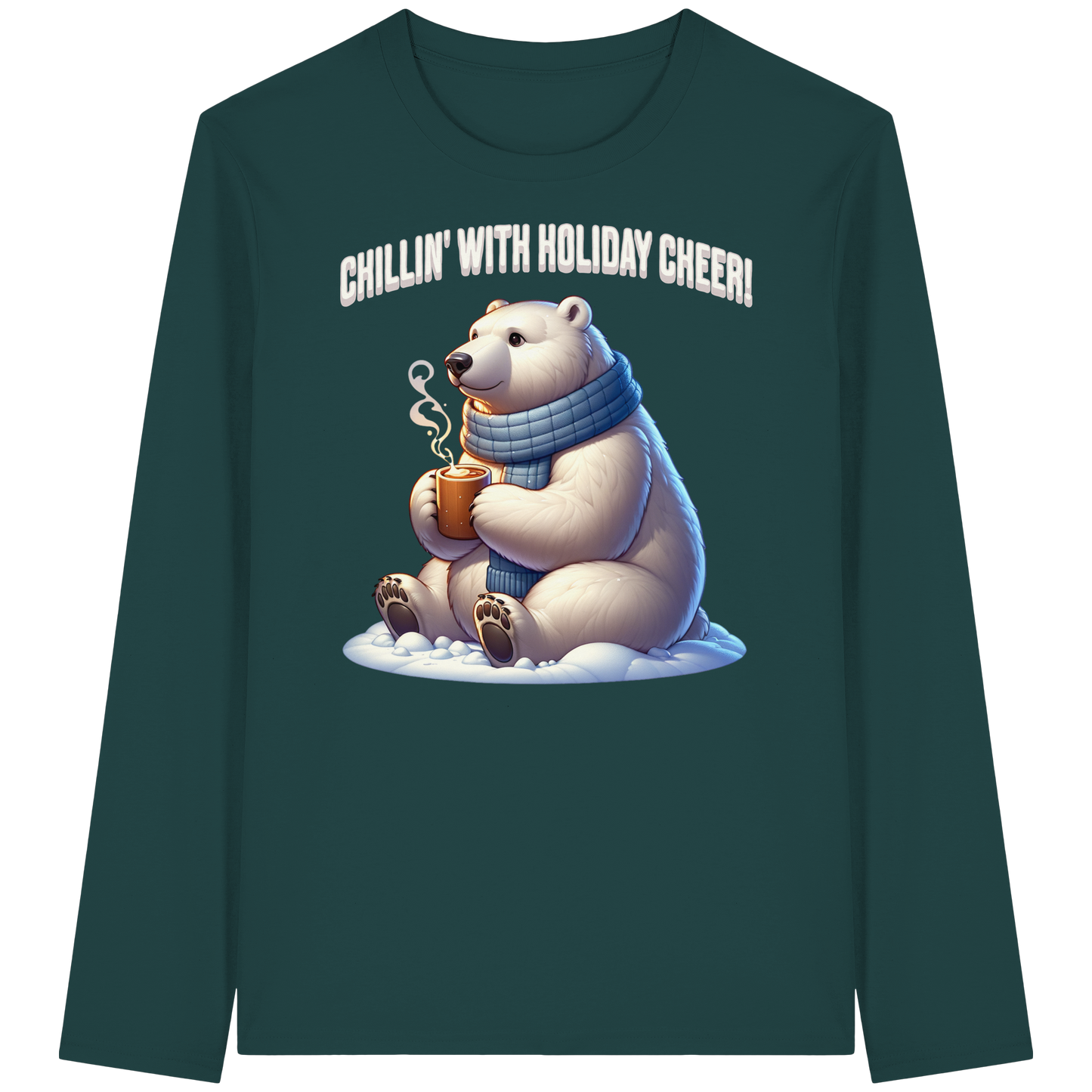 Chillin’ With Holiday Cheer Long Sleeve | Polar Bear Christmas Shirt | Cozy Cotton Top