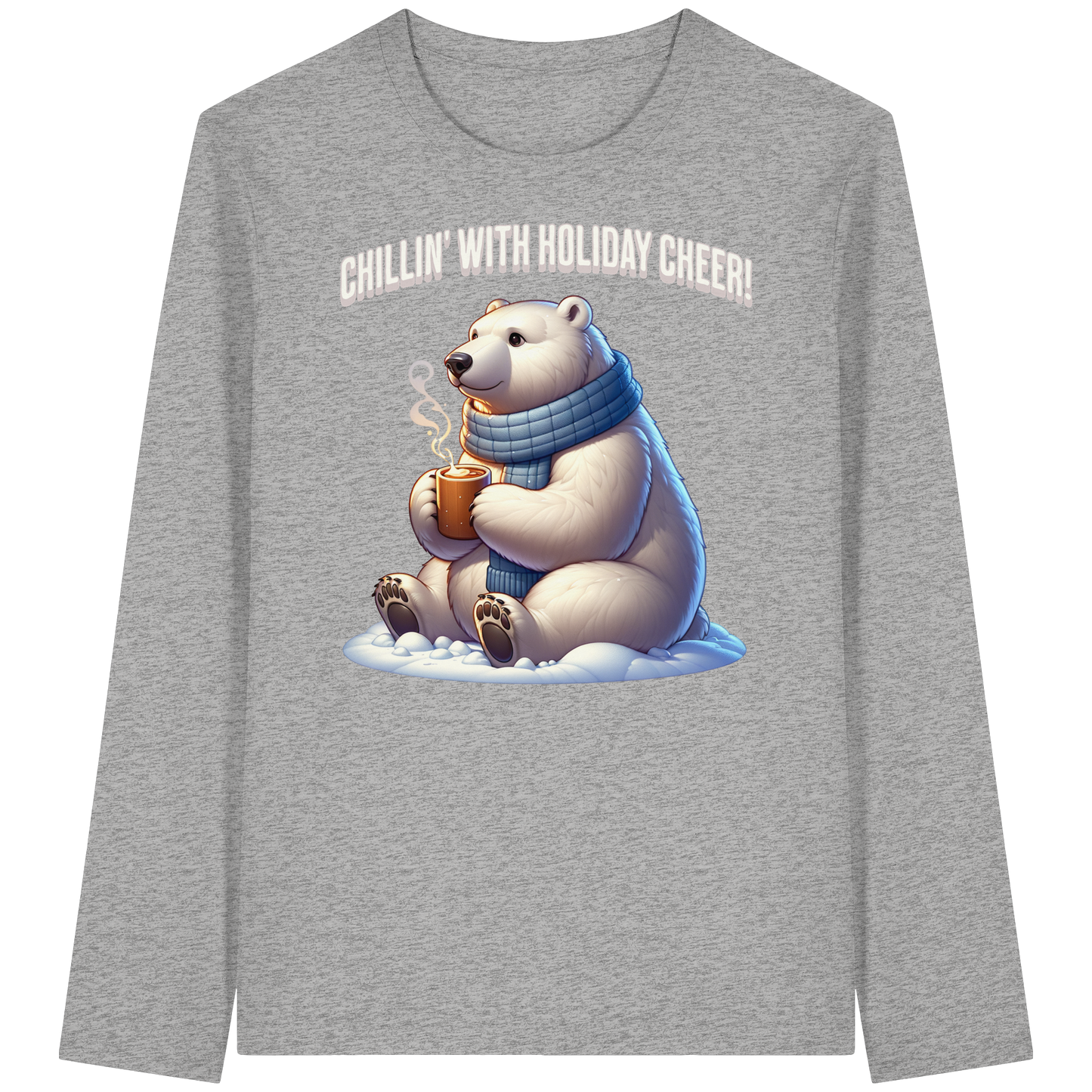 Chillin’ With Holiday Cheer Long Sleeve | Polar Bear Christmas Shirt | Cozy Cotton Top