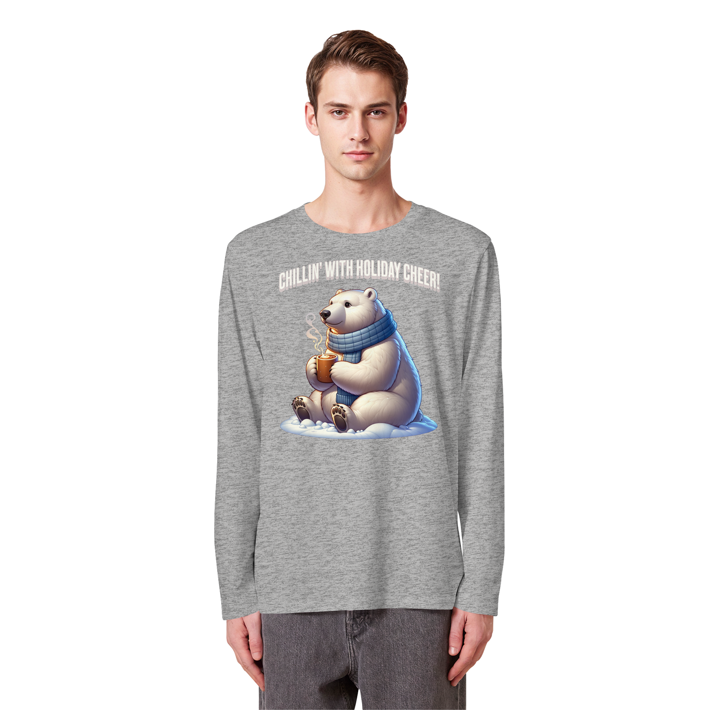 Chillin’ With Holiday Cheer Long Sleeve | Polar Bear Christmas Shirt | Cozy Cotton Top