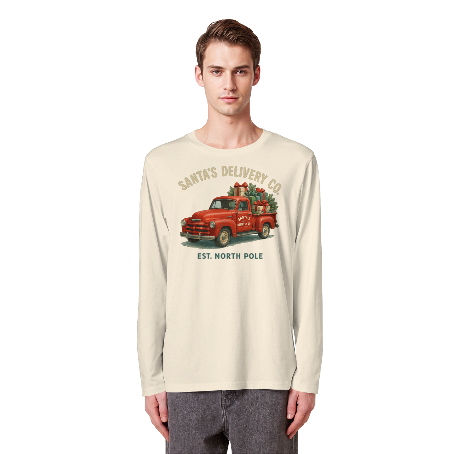 Santa’s Delivery Truck Long Sleeve | Vintage Christmas Shirt | Premium Cotton Top