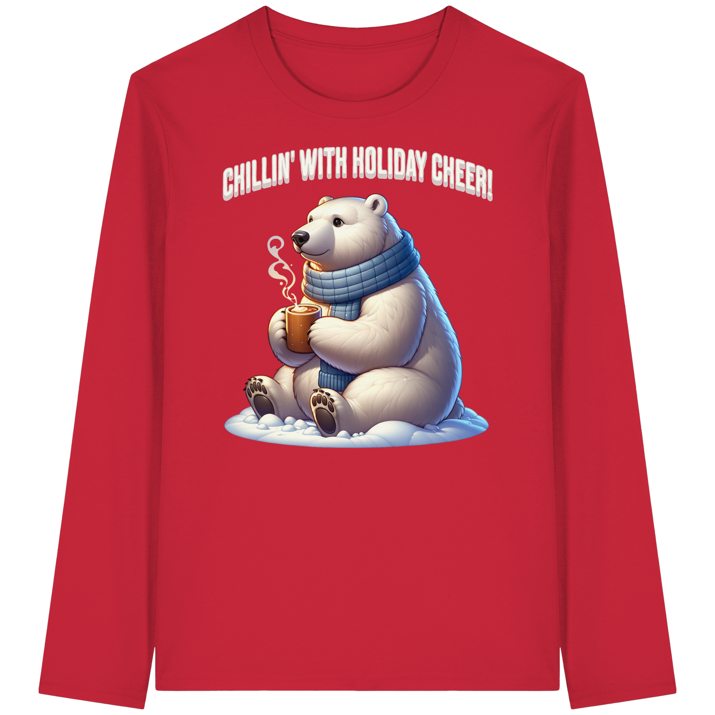 Chillin’ With Holiday Cheer Long Sleeve | Polar Bear Christmas Shirt | Cozy Cotton Top