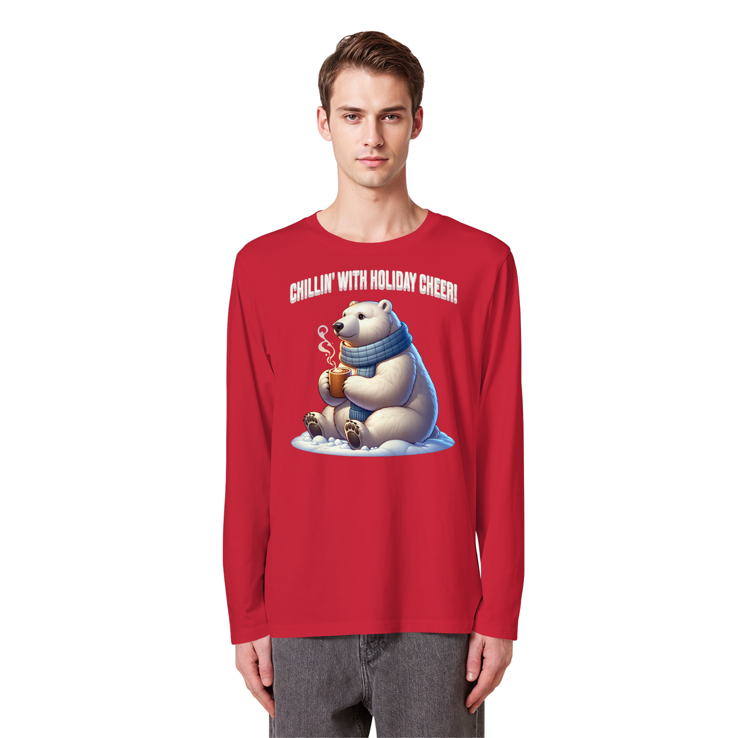 Chillin’ With Holiday Cheer Long Sleeve | Polar Bear Christmas Shirt | Cozy Cotton Top