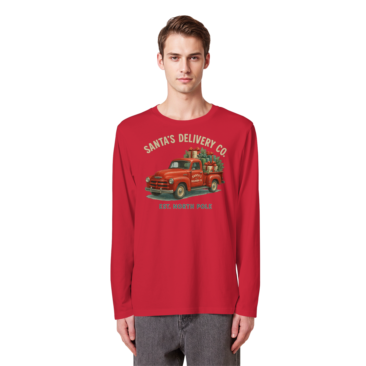 Santa’s Delivery Truck Long Sleeve | Vintage Christmas Shirt | Premium Cotton Top