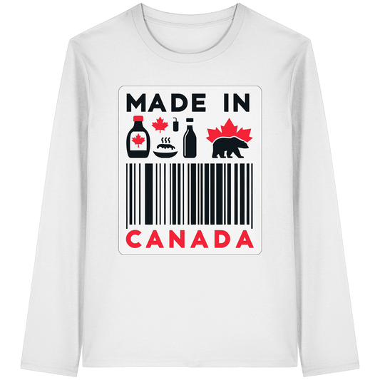“Made in Canada” Unisex Long Sleeve Tee – Minimalist, Playful, and Proud