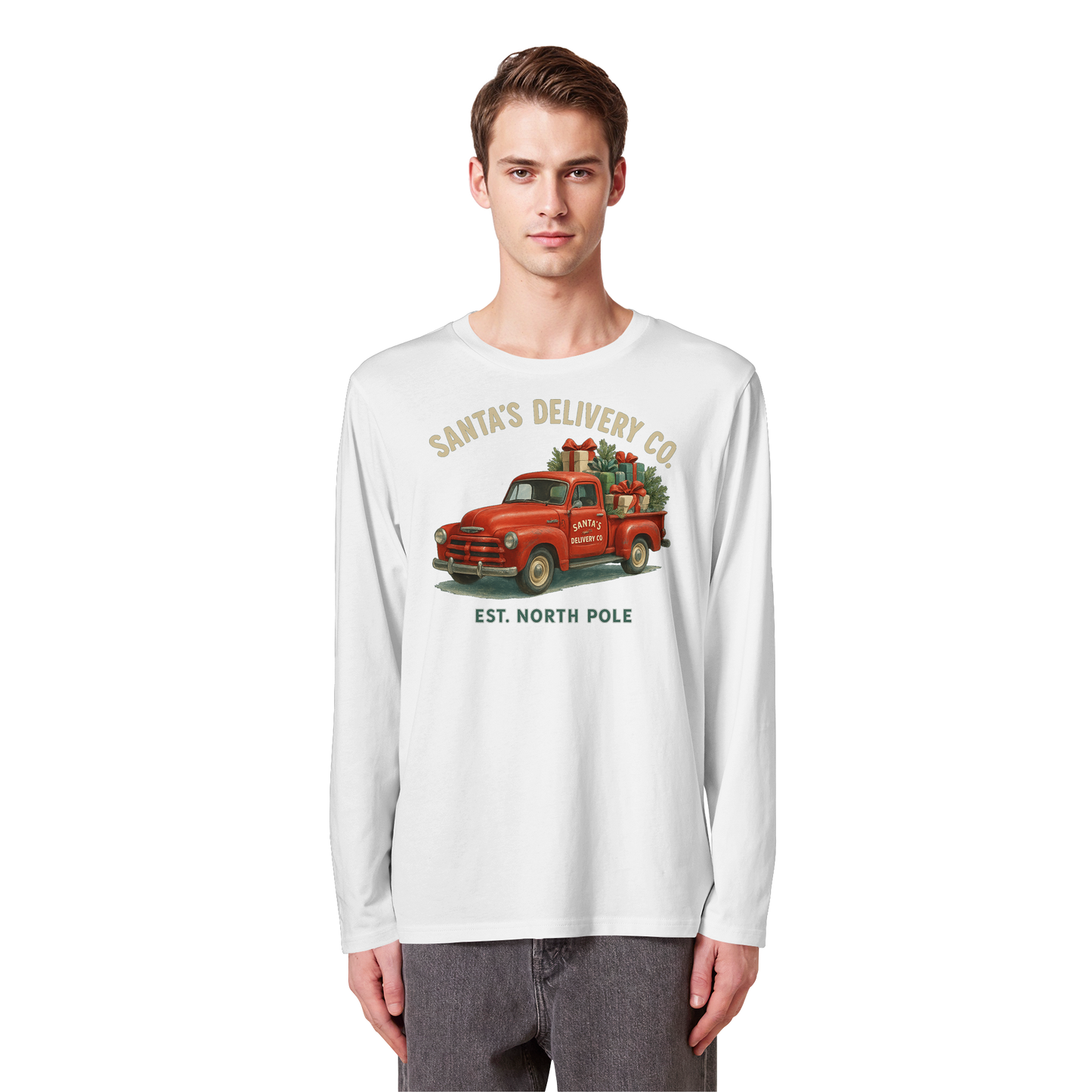 Santa’s Delivery Truck Long Sleeve | Vintage Christmas Shirt | Premium Cotton Top