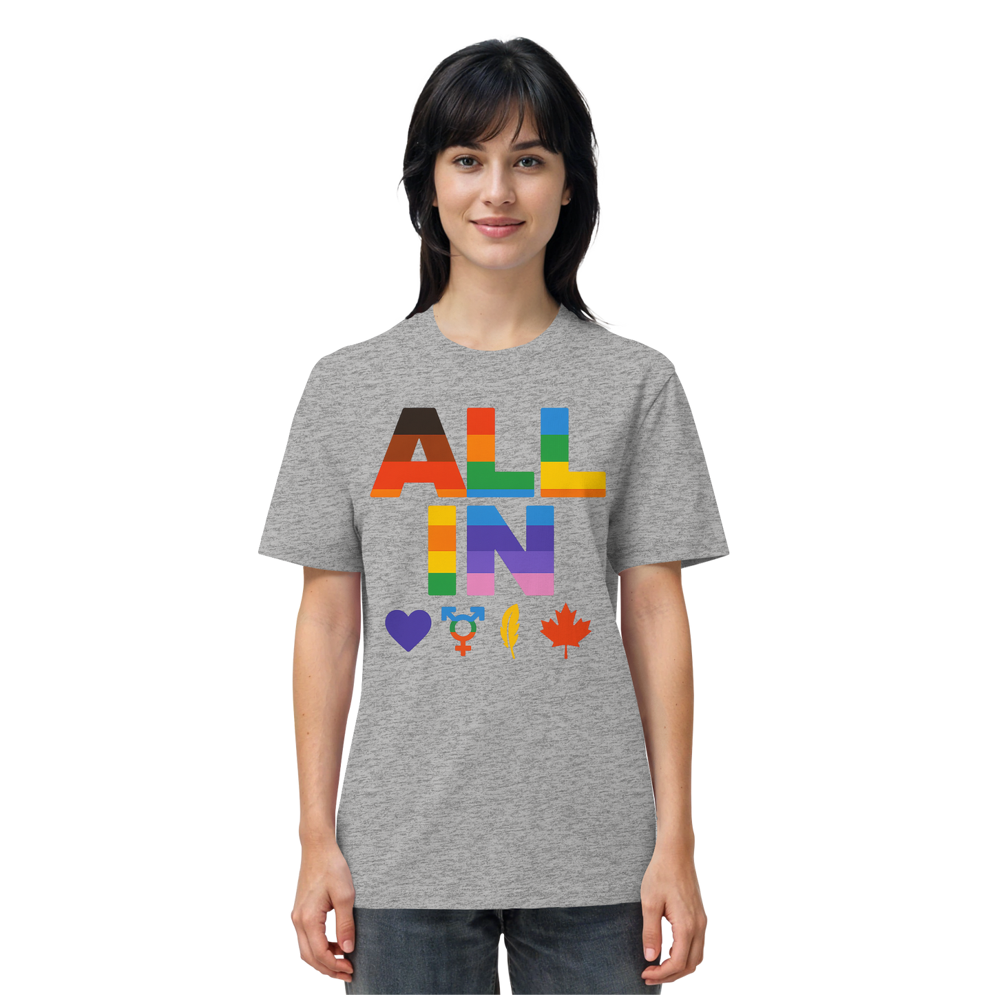 ALL IN Heart. Voice. Pride. - Premium Unisex T-Shirt - Bold Pride Statement for Everyone