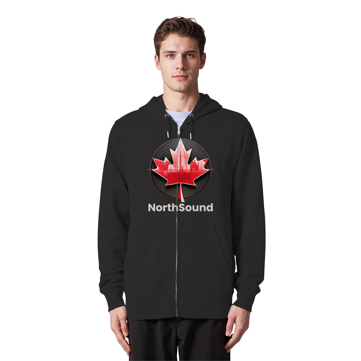 "NorthSound" Unisex Zip Hoodie - Zip Up and Tune In to Canadian Vibes