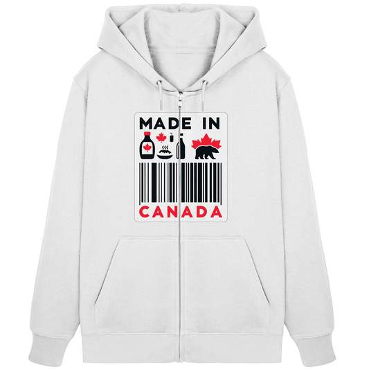 “Made in Canada” Unisex Zip Hoodie – Minimalist, Playful, and Proud